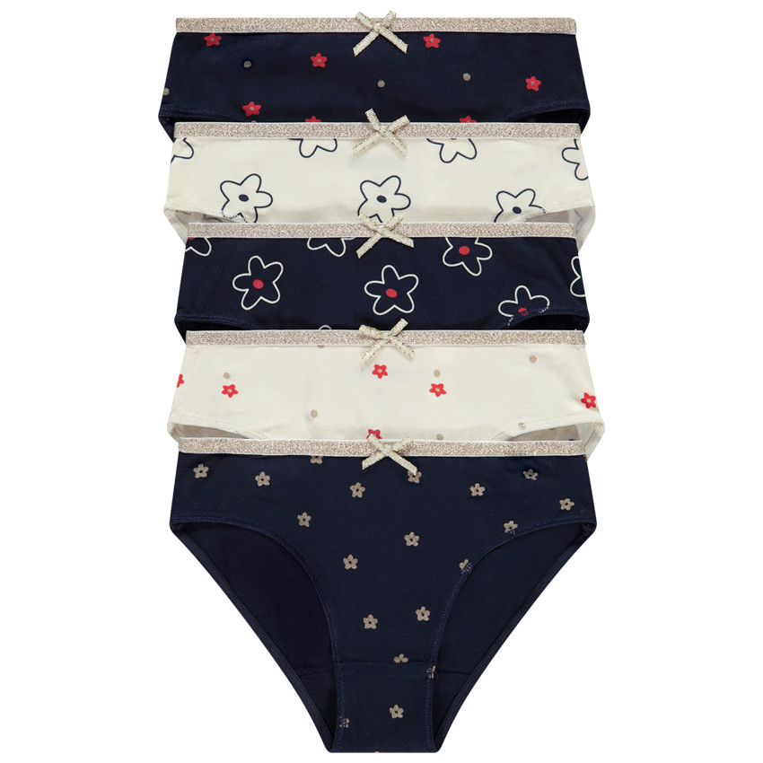 Lot de 5 culottes à imprimé fleuri pour fille 