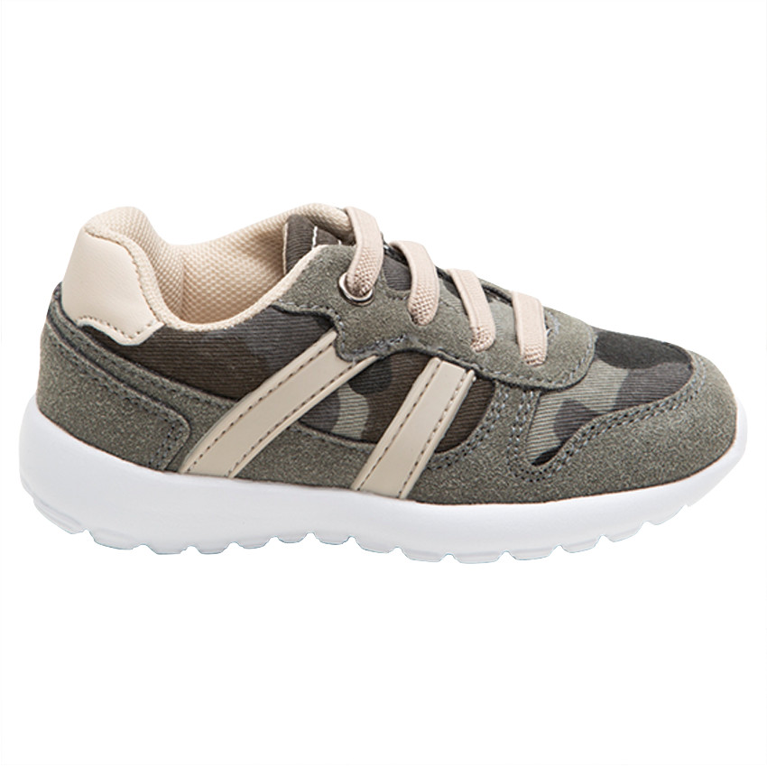 Lage sneakers met veters en armymotief 