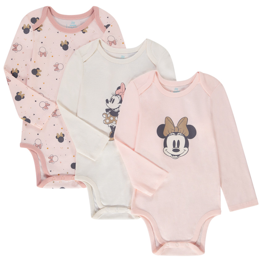 Lot de 3 bodies en jersey imprimé Minnie Disney pour bébé fille