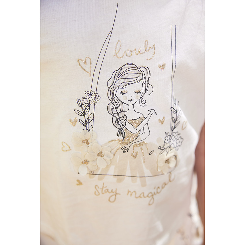 Mouwloos top in jersey met glitter en fantasierug voor meisjes 