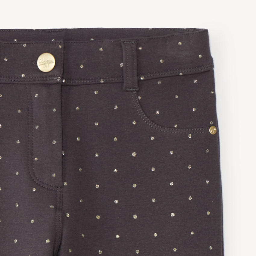 Pantalon skinny imprimé pois pailletés fille 