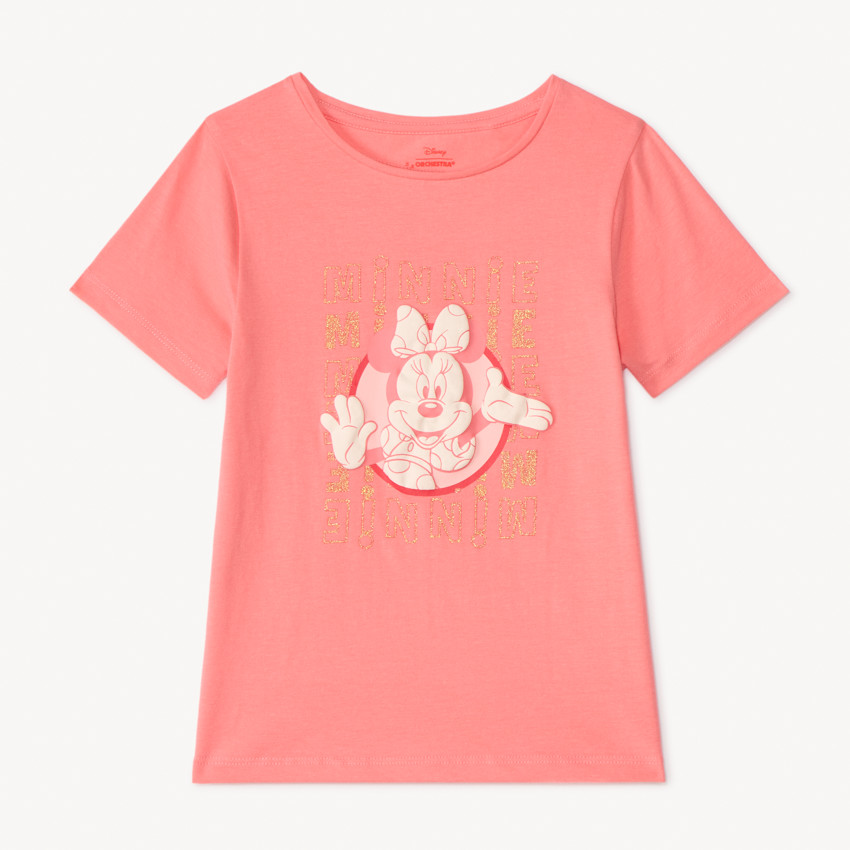 T-shirt manches courtes print à paillettes Minnie Disney pour fille 