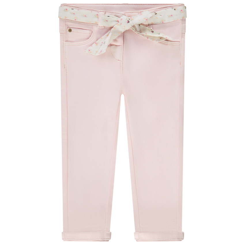 Rechtdoorlopende jeans met een gedrukte strikceintuur voor babymeisjes 