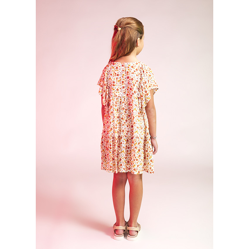 Jurk met korte volantmouwen en bloemenprint voor meisjes 