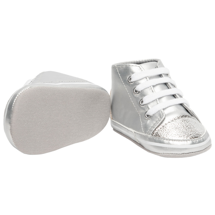 Zilveren hoge sneakers met veters voor meisjes 