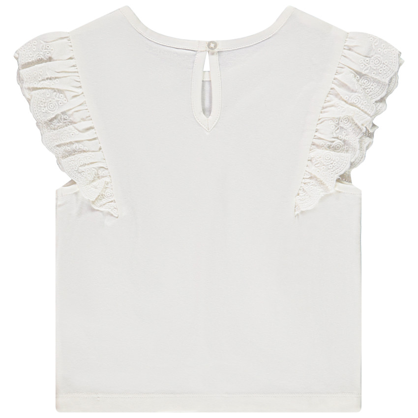 Korte mouwen T-shirt met Engels borduursel voor baby meisje 