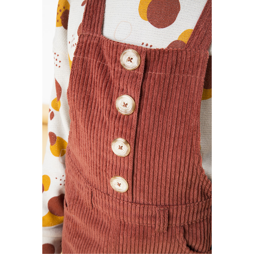 Robe salopette en velours côtelé pour enfant fille 