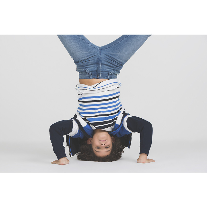 Gilet en tricot zippé tricolore 