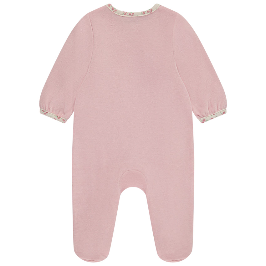 Dors bien uni en velours avec patch brodé abeille pour bébé fille 