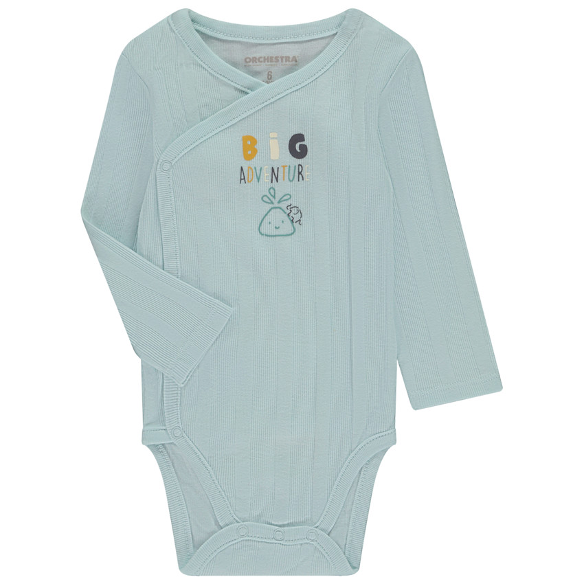 Lot de 7 bodies manches longues Éléphants pour bébé garçon avec ouvertures différentes selon l'âge 