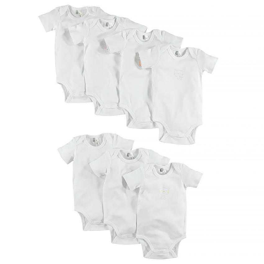 Lot de 7 bodies manches courtes avec print fantaisie 