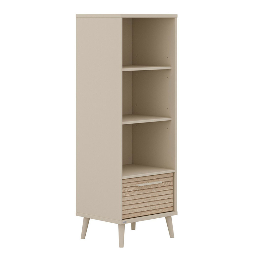 Bibliothèque avec 3 compartiments Eefje Cashmere Beige/Chêne Groovy 