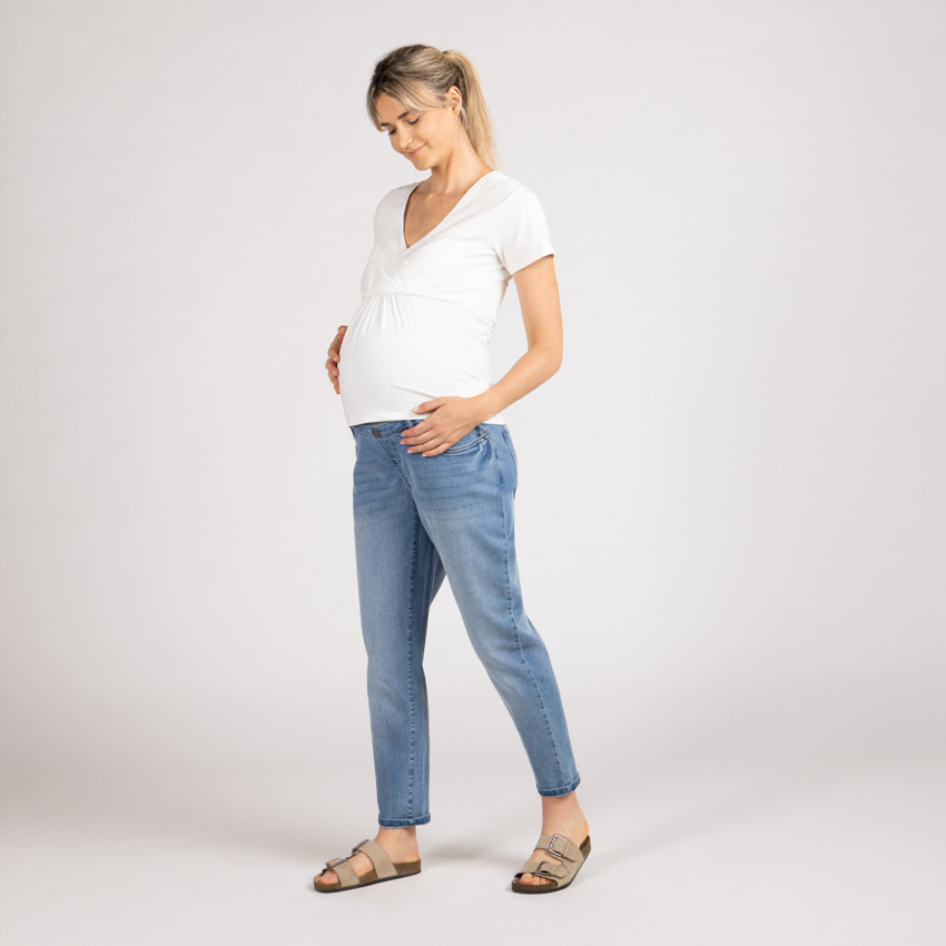 Zwangerschapst-shirt met korte mouwen en borstvoedingsfunctie 