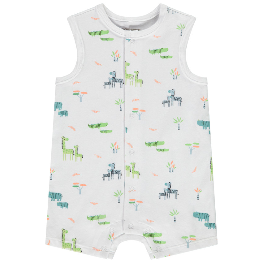 Combishort sans manches imprimé savane pour bébé garçon 