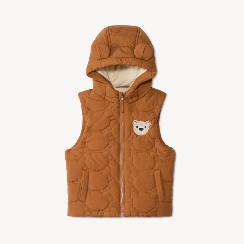 Doudoune sans manches en toile avec capuche pour bébé garçon 