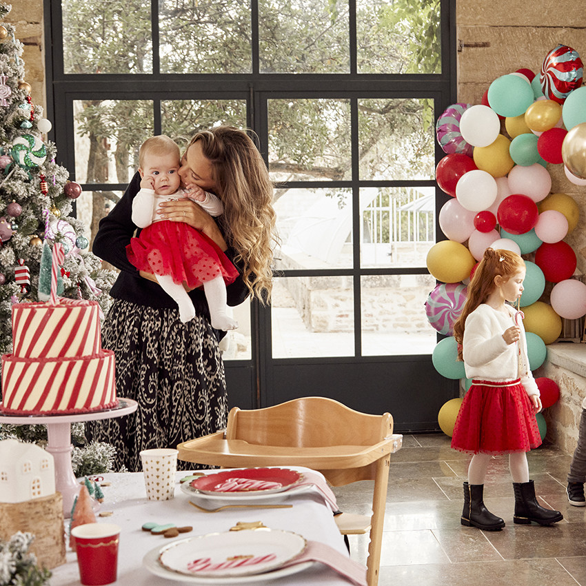 Jurk body 2-in-1 effect in tule met harten voor baby meisjes 