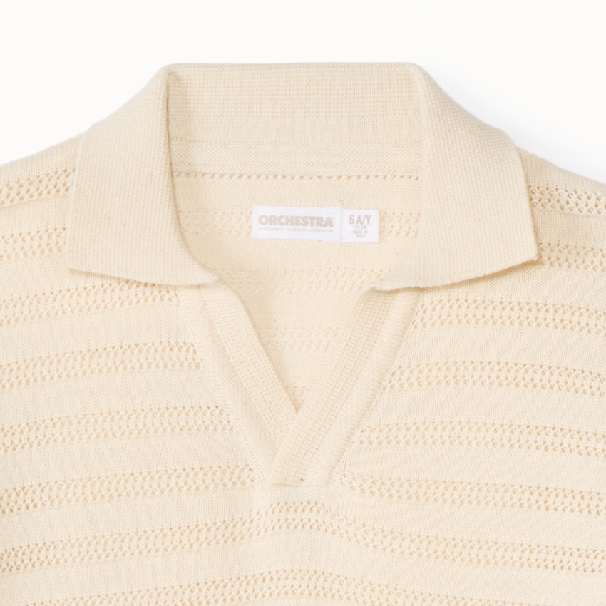 Polo manches courtes tricot fantaisie ajouré pour garçon 