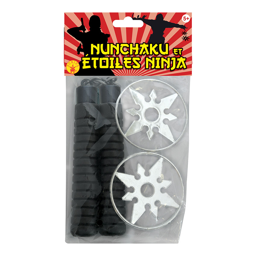 Set jouets nunchaku et étoiles ninja factices 