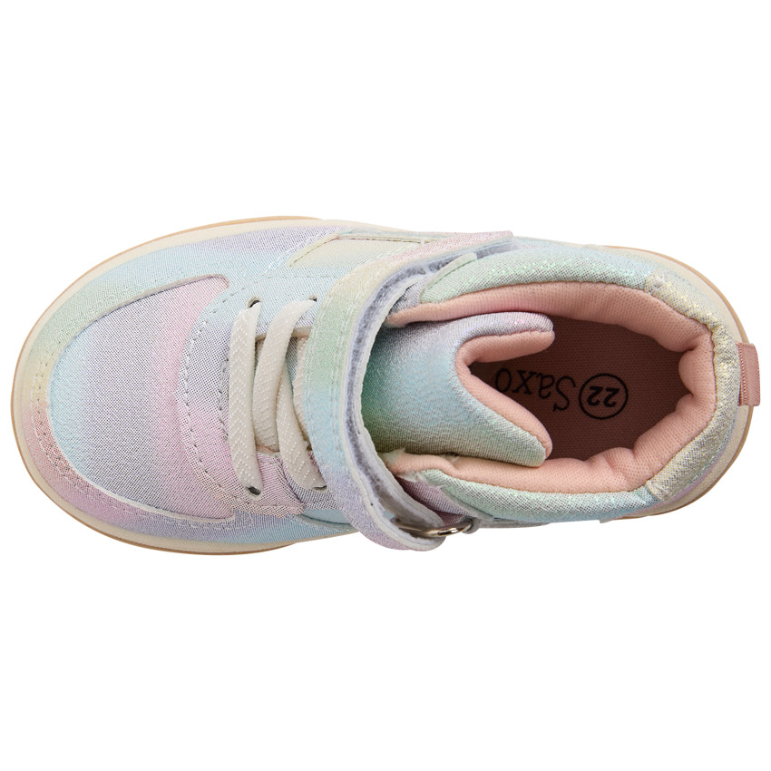 Baskets montantes arc-en-ciel à lacet + velcro pour bébé fille 