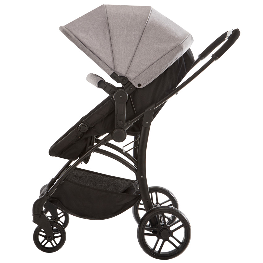 Poussette trio combinée avec siège-auto et couffin gris chiné/noir 