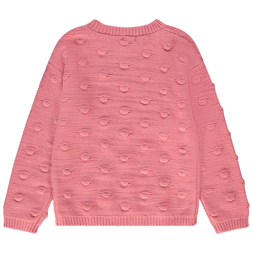 Pull oversize en tricot fantaisie uni pour fille 