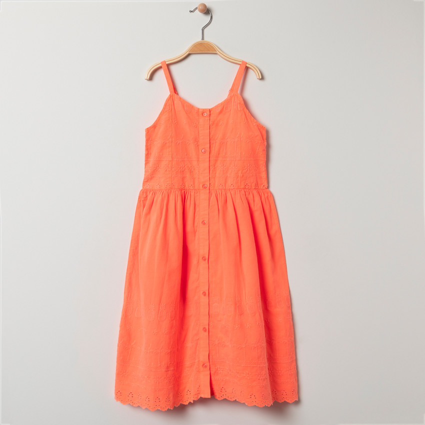 Jurk met verstelbare spaghettibandjes en overal geborduurde motieven voor meisjes 