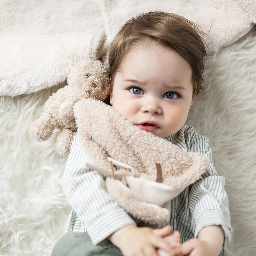 Doudou avec peluche lapin - Teddy - Beige -  