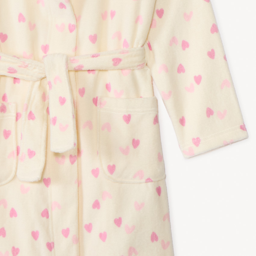 Peignoir de bain en éponge imprimé cœurs pour fille 