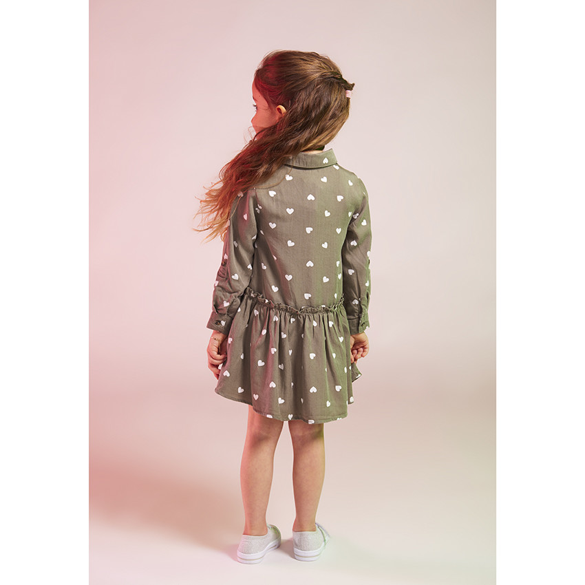 Robe manches longues en lyocell imprimé cœurs pour fille 