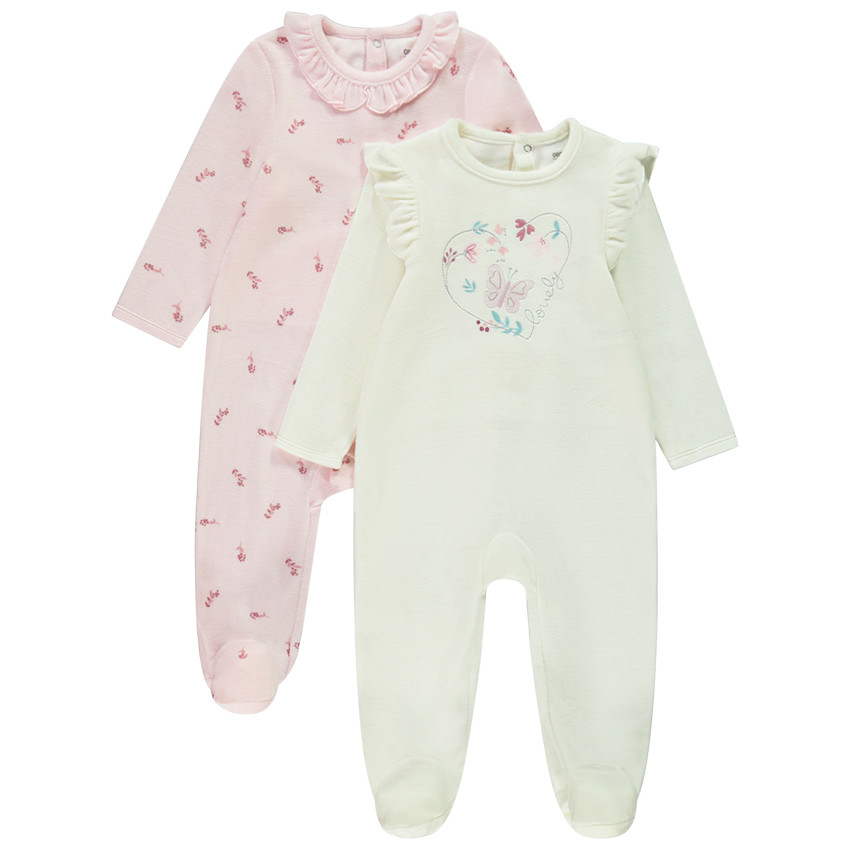 Lot de 2 dors-biens en velours motifs fleuris pour bébé fille 