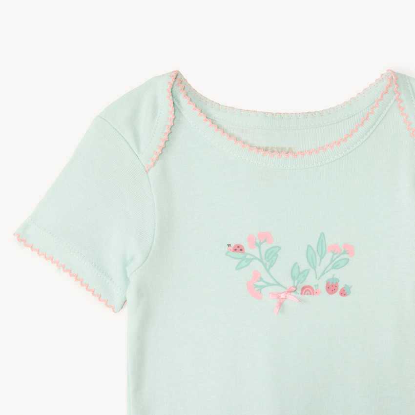 Set van 5 korte mouwen rompertjes met een trendy ontwerp voor meisjes. 