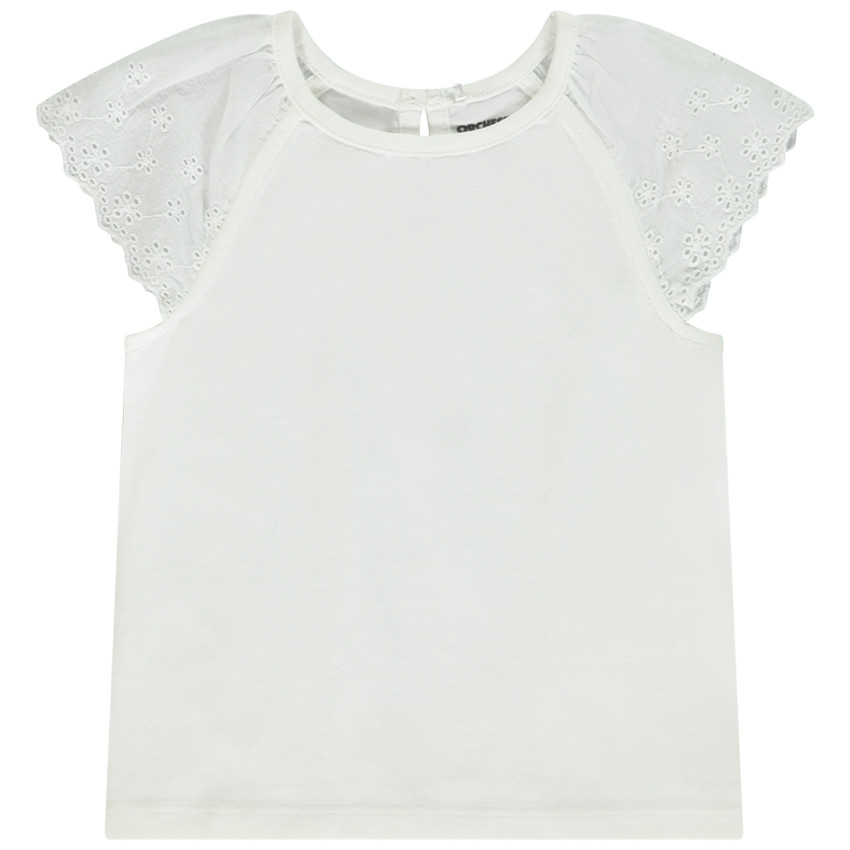 T-shirt met korte mouwen in Engels borduursel voor baby meisjes 