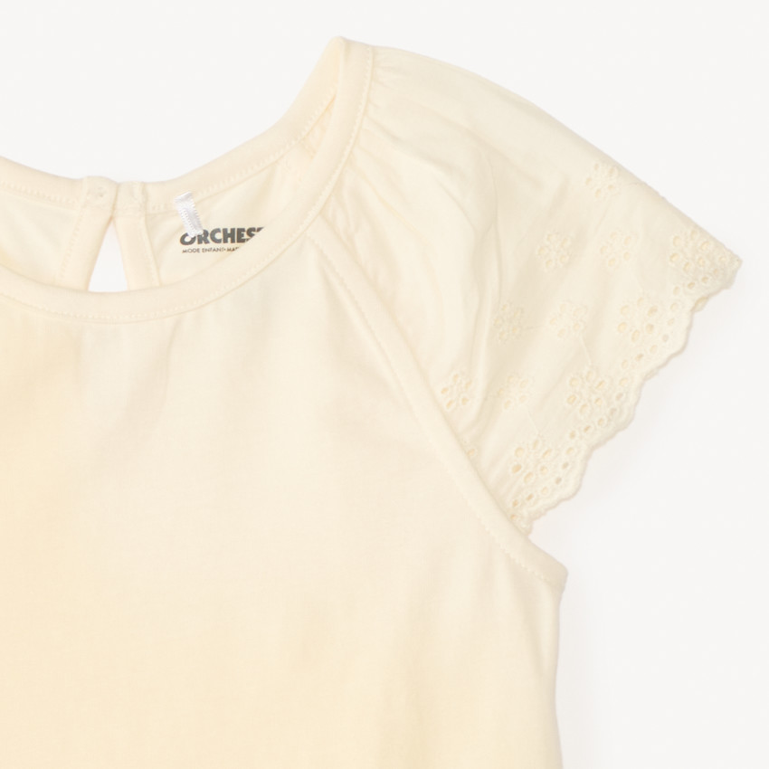 T-shirt manches courtes en popeline uni pour bébé fille 