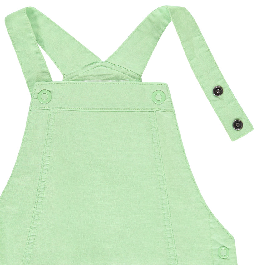 Set van salopette in effen groen met t-shirt met korte mouwen en fantasieprint voor babyjongens 