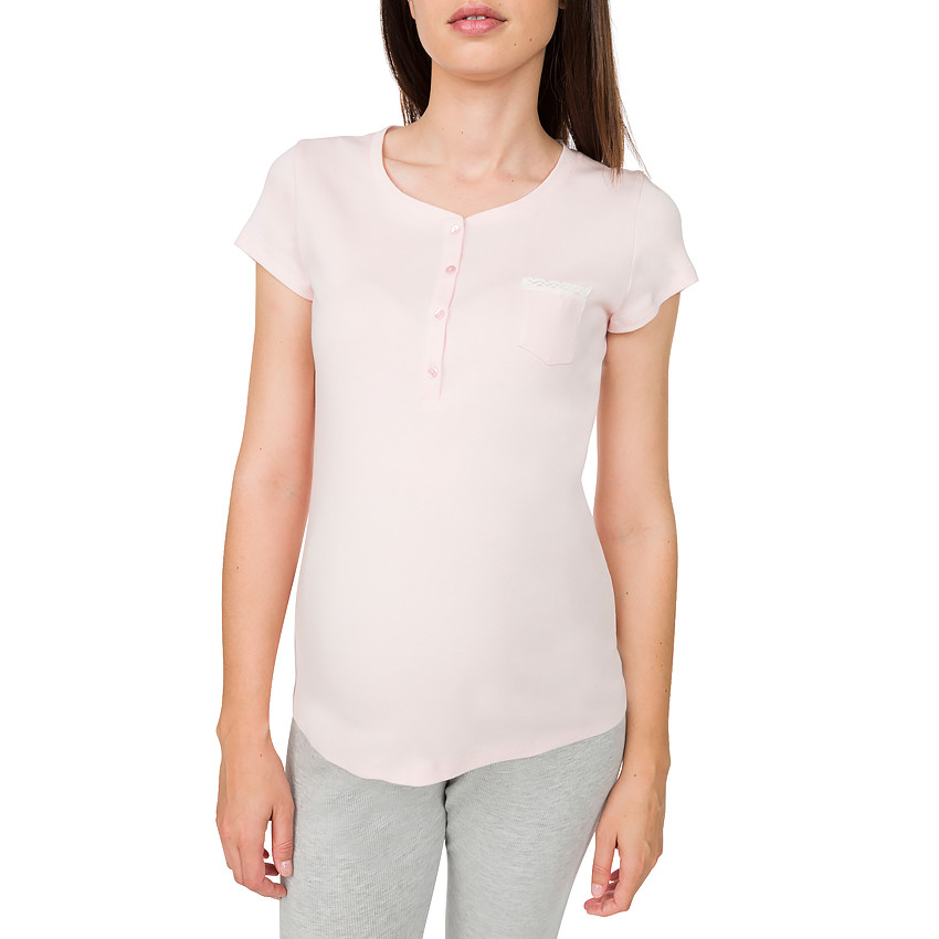 Tee-shirt homewear de grossesse à col tunisien 