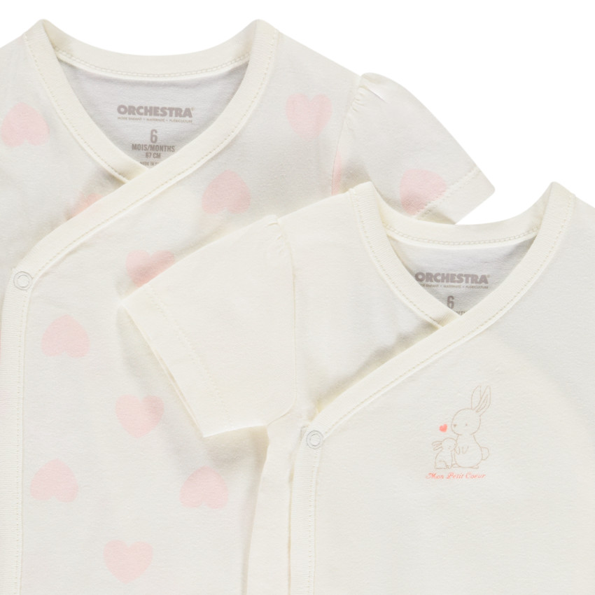 Set van 2 bodies met korte mouwen in fantasie voor meisjes 