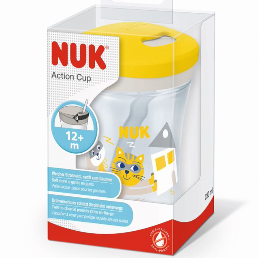 NUK Action Cup tasse avec paille silicone + 12 mois