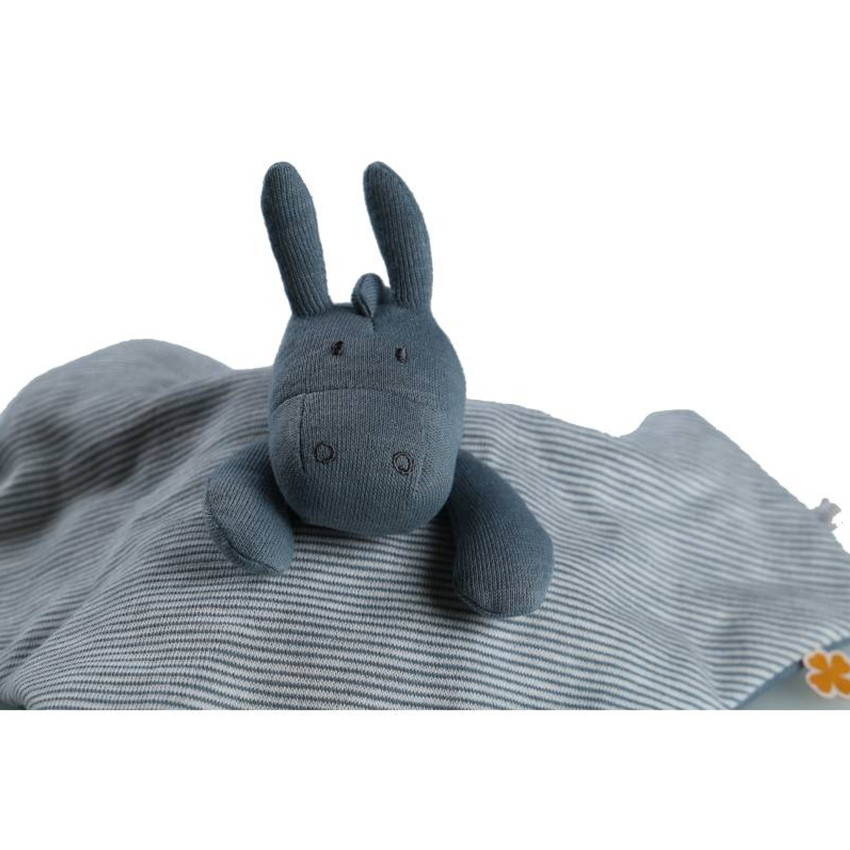 Doudou plat Paco 100% coton - Bleu 