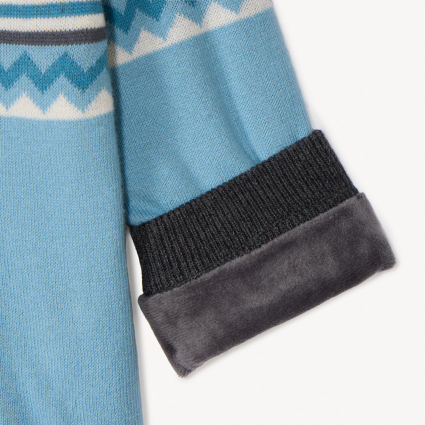 Gebreide velours gevoerde jacquard trui voor babyjongen 