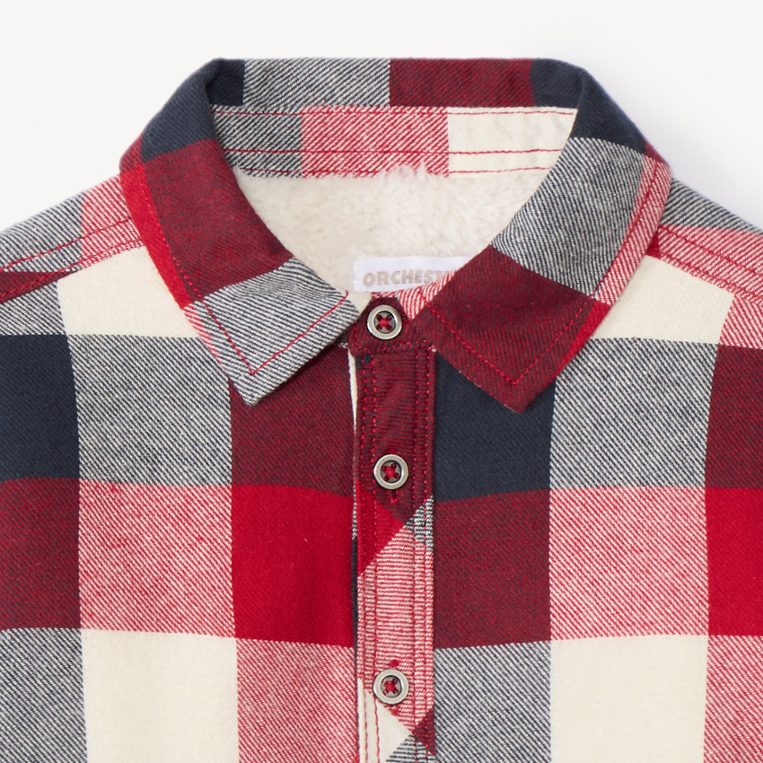 Overhemd in flanel met sherpa voering, geruit jongens 