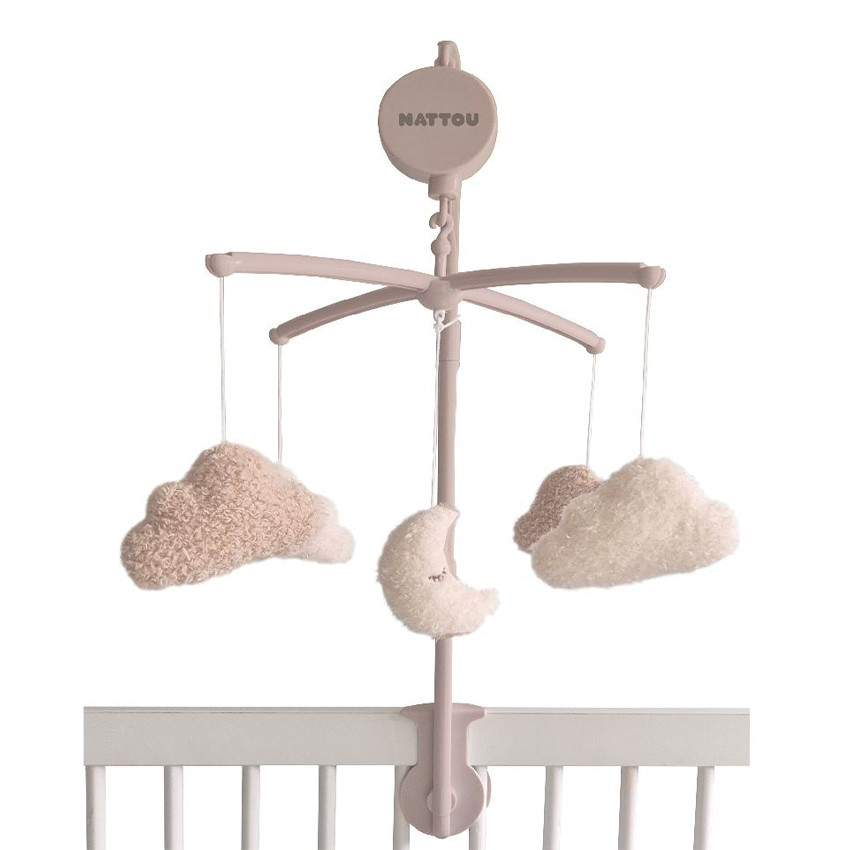 Mobile musicale Teddy Bouclette - Nuage de lune - Beige  