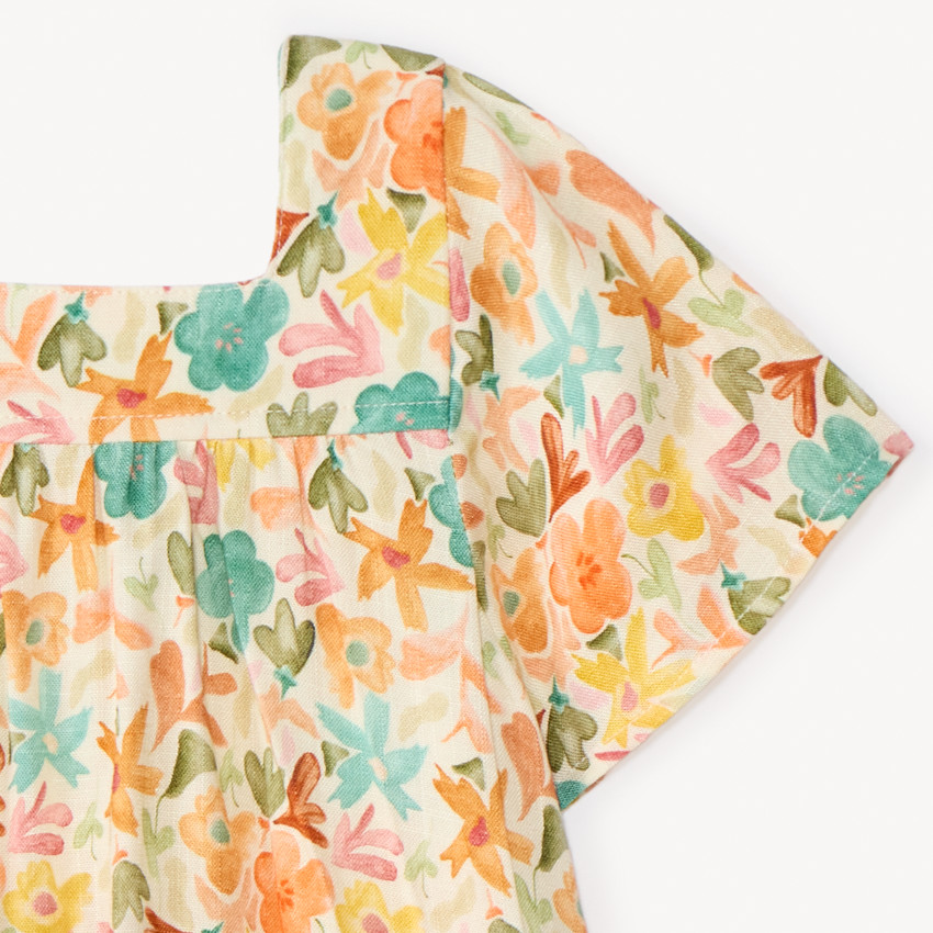 Tuniek met korte mouwen en bloemenprint voor babymeisjes 