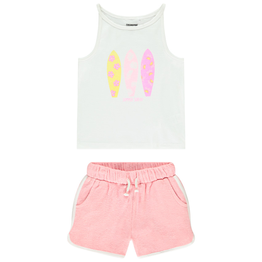 Ensemble 2 pièces avec débardeur printé surf pour fille 
