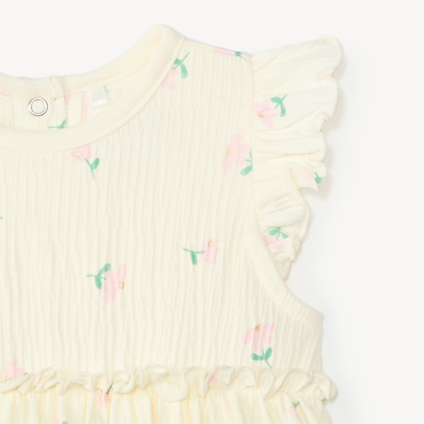 2-in-1 jurk met kreukeffect en fantasieprint voor meisjesbaby 