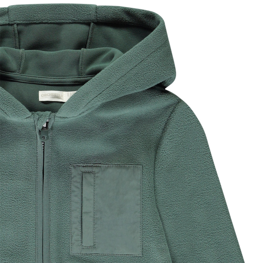 Gilet en micropolaire uni à capuche + poches pour garçon  