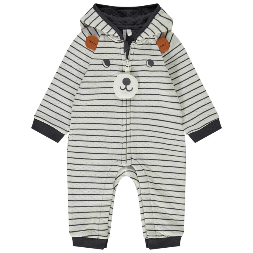 Lange speelse jumpsuit met kap voor baby jongen 