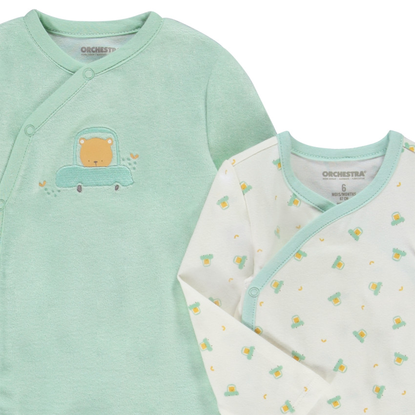 Set naissance 3 pièces motifs voitures/oursons pour bébé 