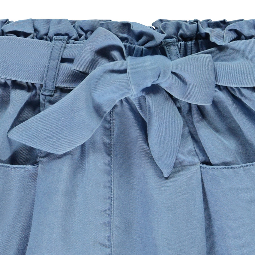 Hoge taille twill short met strikceintuur voor meisjes 