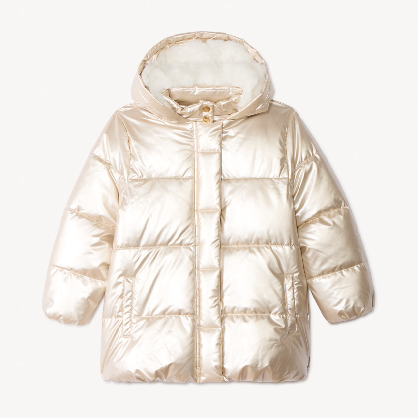 Donsjas met iriserende stof en sherpa voering voor meisjes 