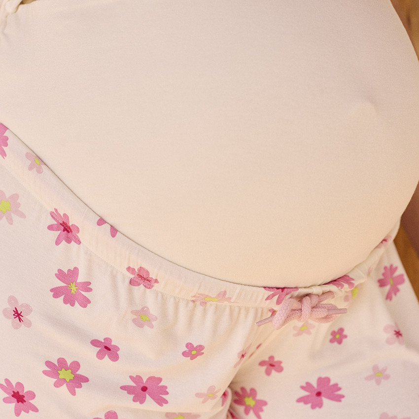Short de pyjama de grossesse avec bandeau haut et imprimé fleuri 
